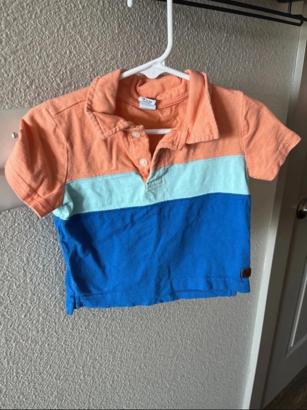 Jamie and Jack Kids Colorblock Polo Shirt - Peach, Mint & Blue